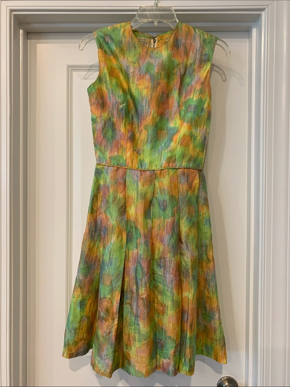 Best & Co Young Cosmopolitan silk vintage dress 8 pastel watercolor floral RARE